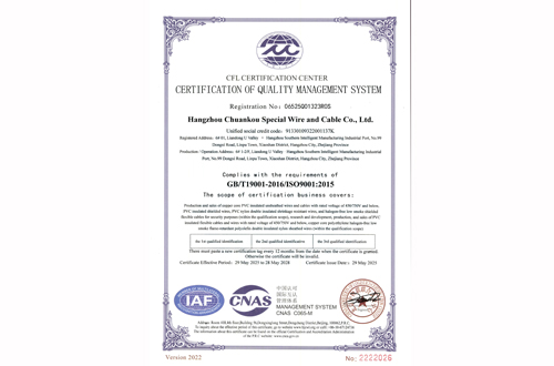 ISO9001质量管理体系认证证书-2025 英